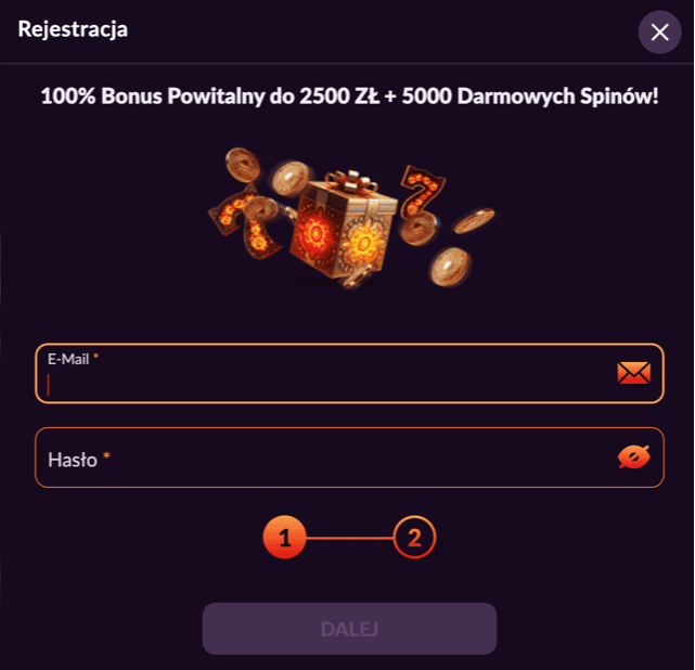 Registration at Fireball casino